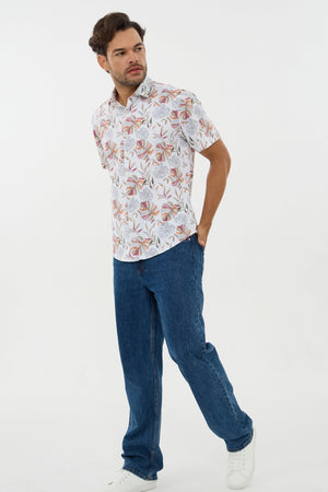 Chemise à manches courtes en maille extensible pour homme