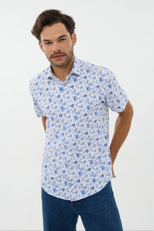 Leo Chevalier Light Jungle Print Performance Stretch Knit Shirt