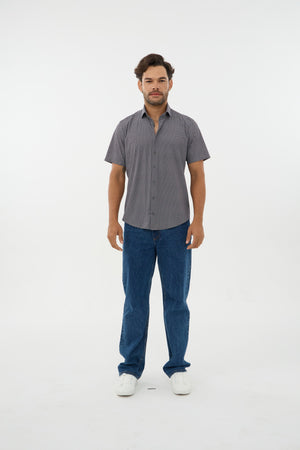 Chemise à manches courtes en maille extensible pour homme