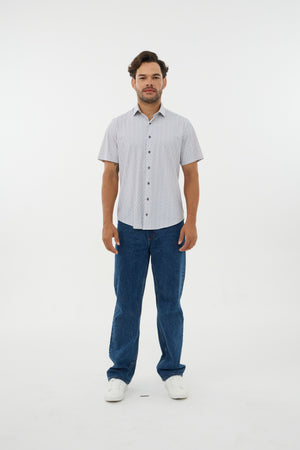Chemise à manches courtes en maille extensible pour homme