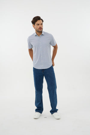 Chemise à manches courtes en maille extensible pour homme