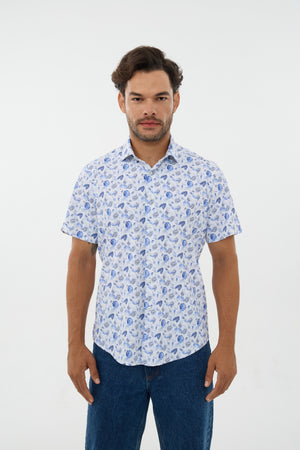 Leo Chevalier Light Jungle Print Performance Stretch Knit Shirt