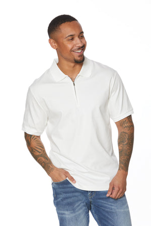 Polo zippé en coton Pima