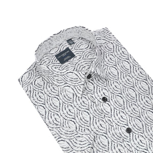 Tall HBD Grey Waves Print S/S Non-Iron Sport Shirt