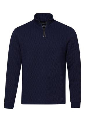 Pull texturé à col montant et demi-zip fabriqué à partir de matériaux recyclés