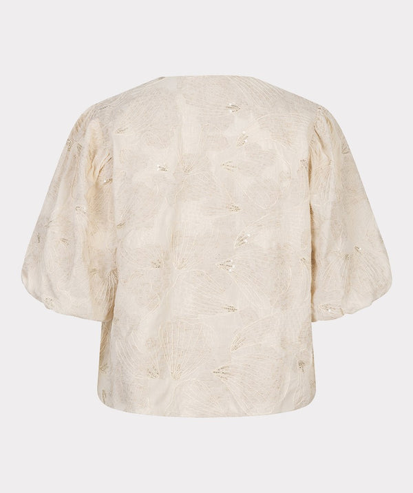 EsQualo Embroidered Balloon Sleeve Blouse