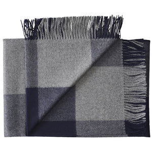 Viyella 100% Baby Alpaca Blue Checkered Scarf