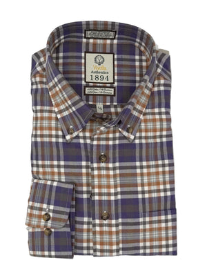 Viyella 1894 Made in Canada Purple and Orange Plaid Shirt