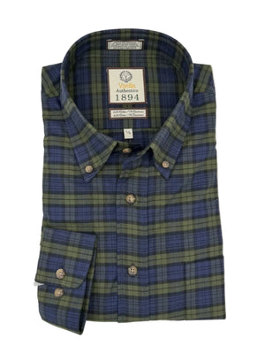Viyella 1894 Made in Canada Navy and Green Plaid Shirt