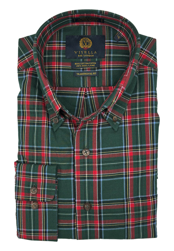 Chemise à carreaux vert chasseur Viyella, fabriquée au Canada