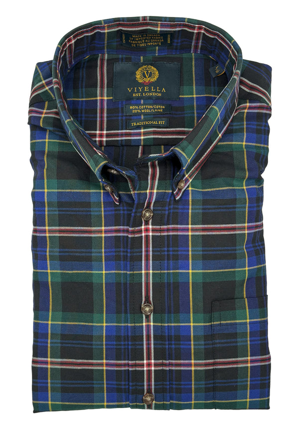 Viyella Navy Gold Made in Canada Plaid Shirt