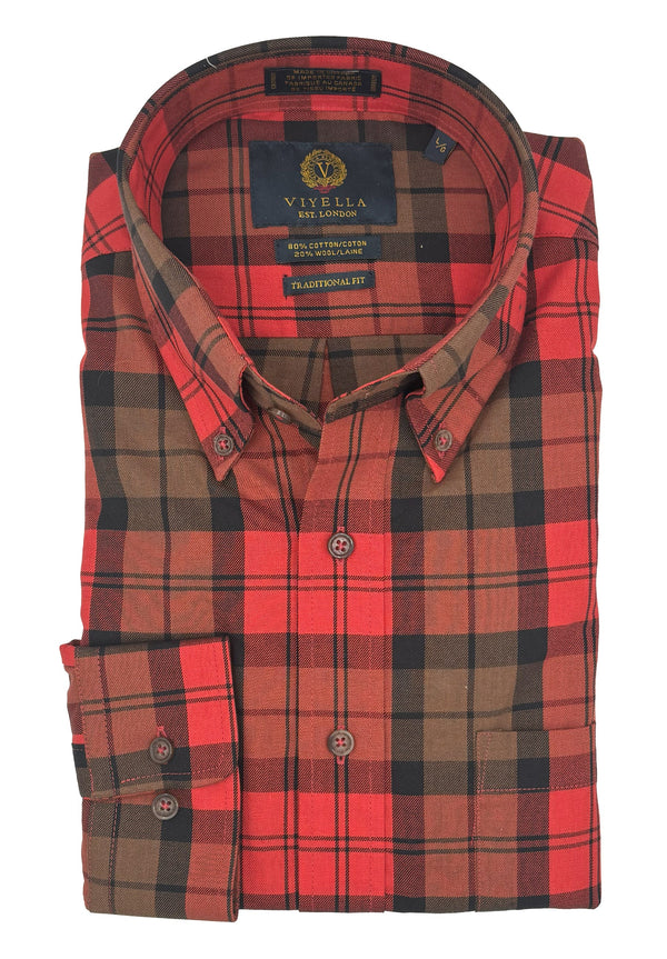 Viyella Paprika Red Made in Canada Plaid Shirt