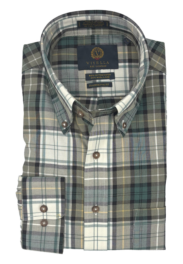 Viyella Sage Green Made in Canada Plaid Shirt