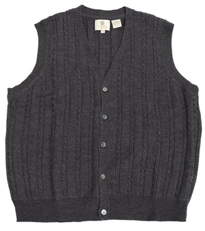 Viyella Cardigan sans manches en laine mérinos Baruffa avec câble sur le devant