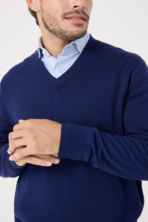 Viyella Fine Gauge Merino Wool Vneck Sweater