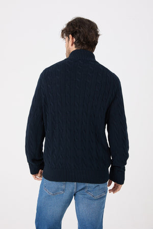 Viyella Full Zip Soft Feel Cotton Cable Knit Cardigan