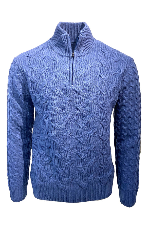 Viyella 1/4 zip with Rope Knit Made in Italy Sweater