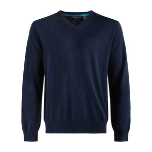 Pull à col en V et manches longues en mélange de soie Viyella 