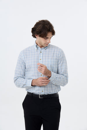 Viyella Summer Weight Cotton Wool Multi Blue Check