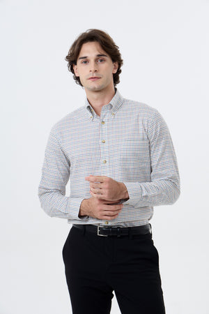 Viyella Summer Weight Cotton Wool Blend Multi Tattersall