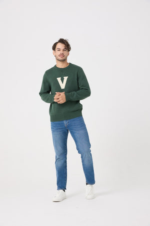Viyella Varsity Crew Neck Cotton Sweater