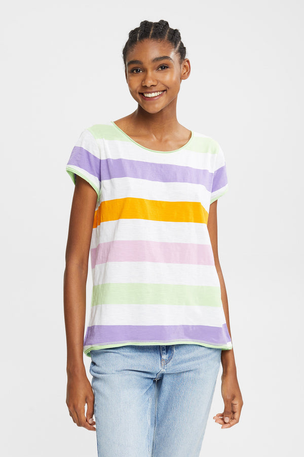 Multi Striped short sleeve slub t-shirt