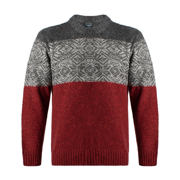 Leo Chevalier Italian Made Heather and Red Crew Neck Sweater