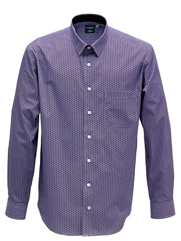 Chemise de sport à col boutonné dissimulé et imprimé violet clair Leo Chevalier