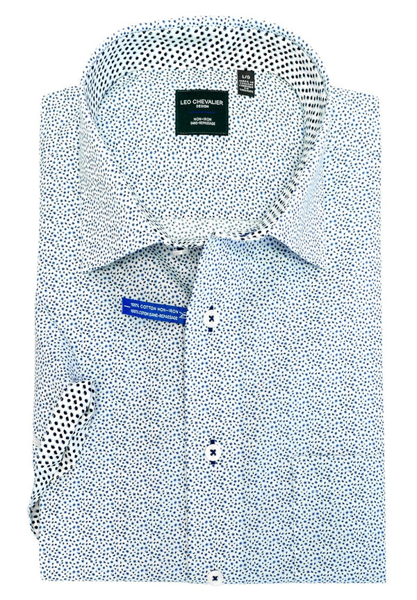 Leo Chevalier Non-Iron Short Sleeve All Over Splatter Print Sport Shirt