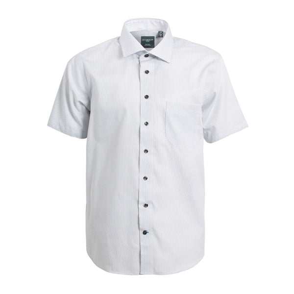 Leo Chevalier Non-Iron Short Sleeve Grey Circle Printed Sport Shirt