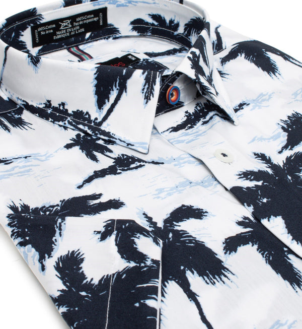 Sotto Sopra Short Sleeve Non Iron Palm Tree Print Sport Shirt