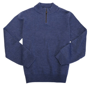 Viyella 1/4 Zip Baruffa Merino Wool Sweater with Leather Trim
