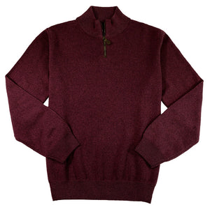 Viyella 1/4 Zip Baruffa Merino Wool Sweater with Leather Trim