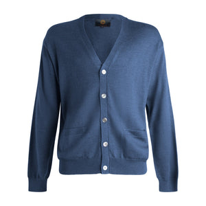 Pull en laine mérinos Baruffa boutonné sur le devant Viyella