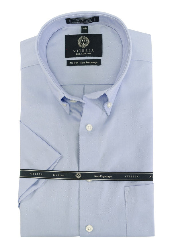 Viyella Non-Iron Solid Oxford Short Sleeve Button Down Collar Sport Shirt