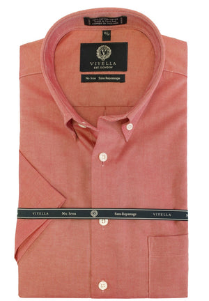 Viyella Non-Iron Solid Oxford Short Sleeve Button Down Collar Sport Shirt
