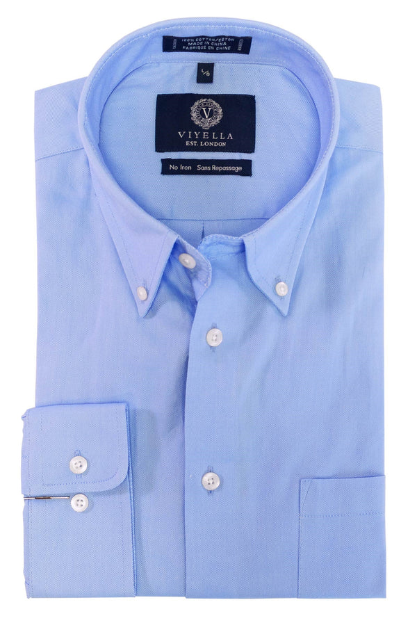 Viyella Non-Iron Solid Oxford Long Sleeve Button Down Collar Sport Shirt