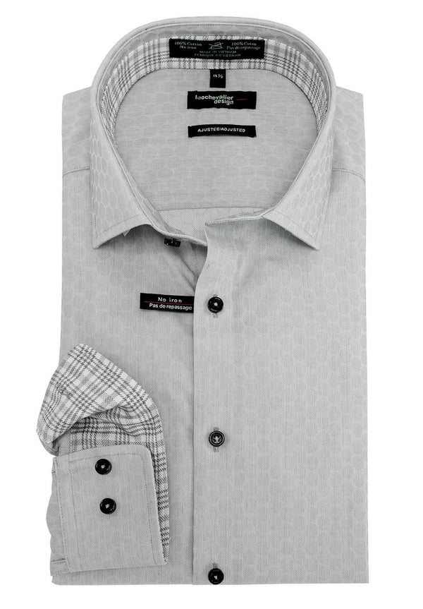 100% Cotton Non-Iron Adjusted Fit Men`s Jacquard Dress Shirt