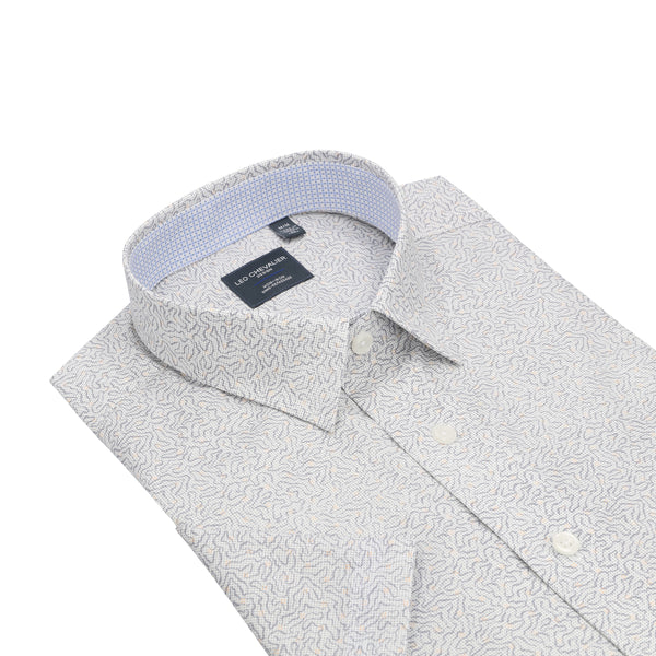 White and Grey Maze Print Non-Iron Shirt
