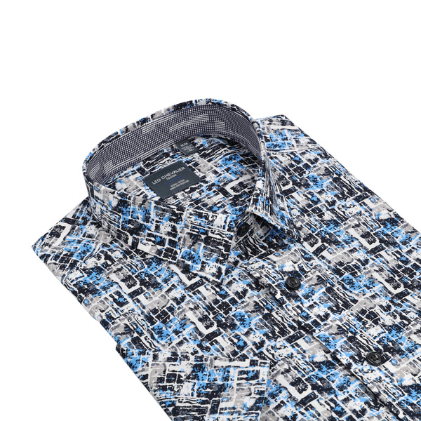 Chemise de sport imprimée pour hommes, coupe régulière, 100 % coton, sans repassage