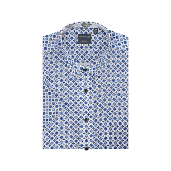 Blue Flower Print Non-Iron Shirt