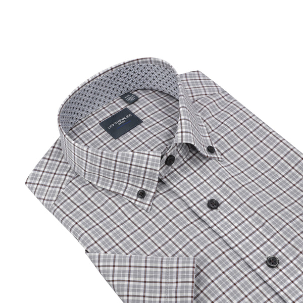 Grey Check 100% Cotton Non-Iron Shirt
