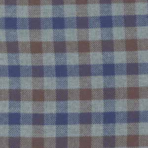 Leo Chevalier Blue and Burgundy Brushed Cotton Check Non-Iron Button Down Collar Sport Shirt