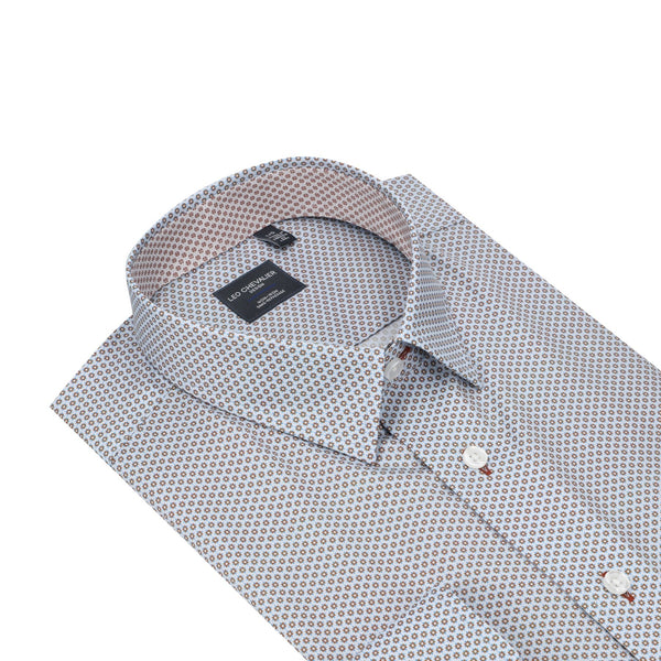 Leo Chevalier Navy Paisley Print Non-Iron Hidden Button Down Collar Sport Shirt