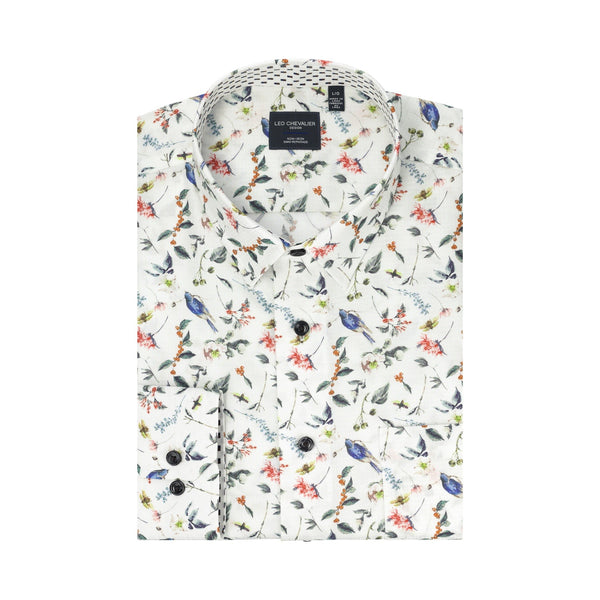 Leo Chevalier Outdoors Print Non-Iron Hidden Button Down Collar Sport Shirt