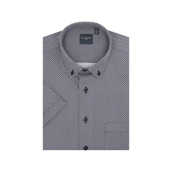 Navy Geo Knit Button-Down Short Sleeve Shirt