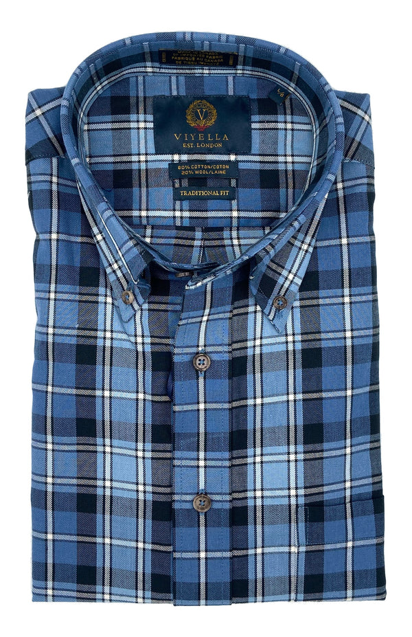 Viyella 80% Cotton 20% Merino Wool Traditional Fit Button-Down Collar Sport Shirt