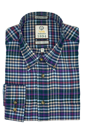 Chemise Viyella 1894 en coton et cachemire multicolore mauve fabriquée au Canada