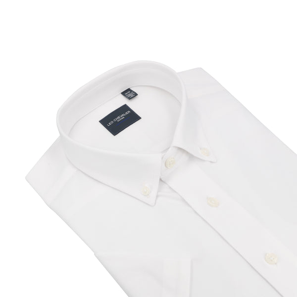 Chemise de sport boutonnée en tricot piqué blanc SS 