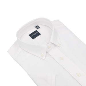 White Pique Knit Button-Down Sport Shirt SS